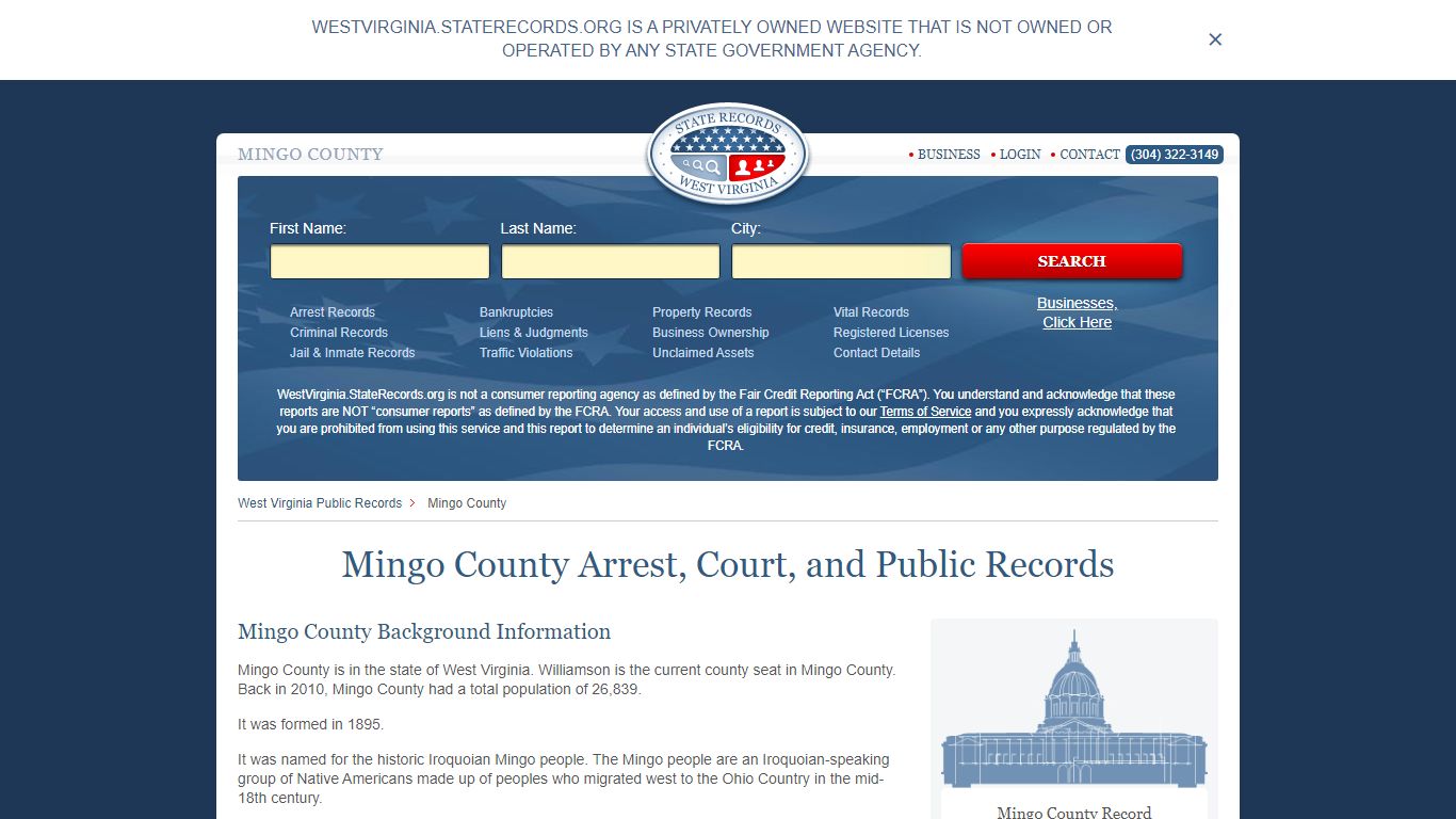 Mingo County Arrest, Court, and Public Records