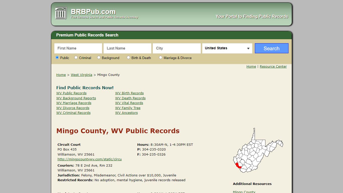 Mingo County Public Records | Search West Virginia Government Databases